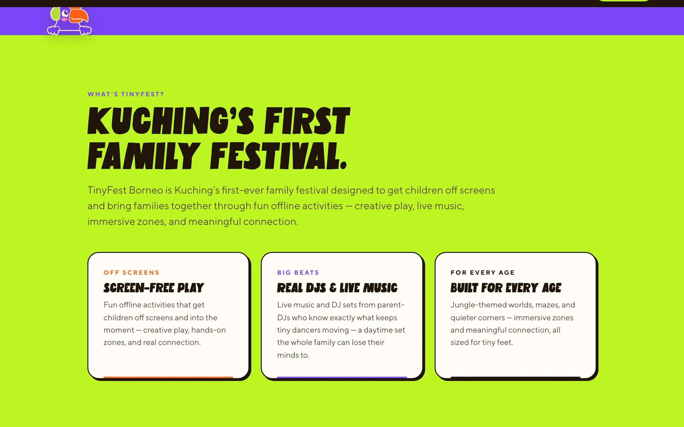 The section introducing Kuching's first family festival