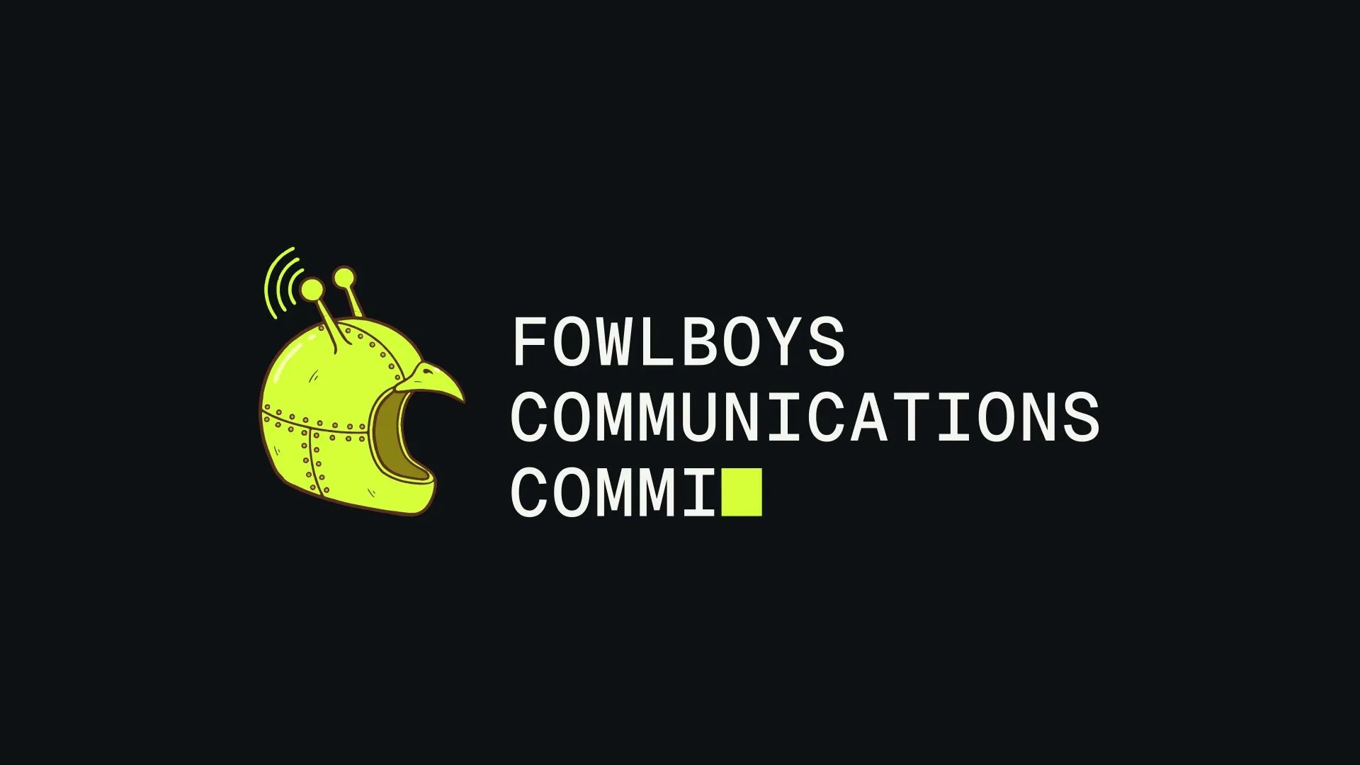 The FCC helmet logo with the words Fowlboys Communications Committee